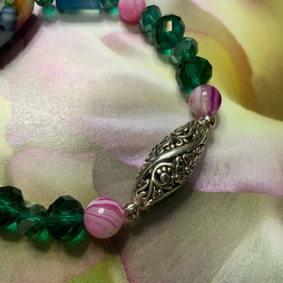 Sea Sediment Agate & Crystal Stretch Bracelet - Picture 9 of 15